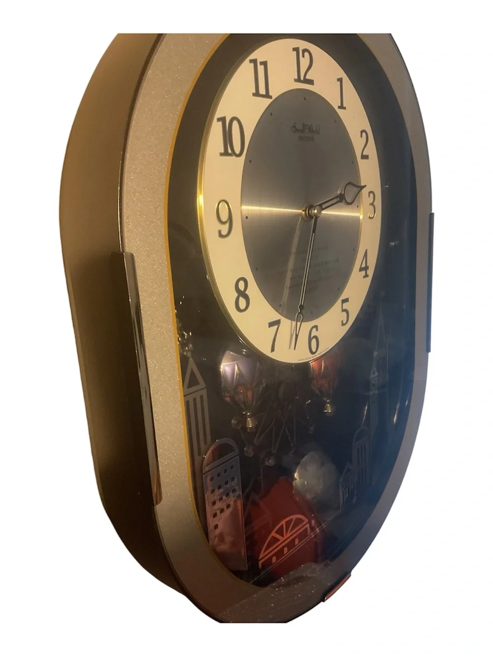 Seiko Gold and Black Cityscape Motion Wall Clock